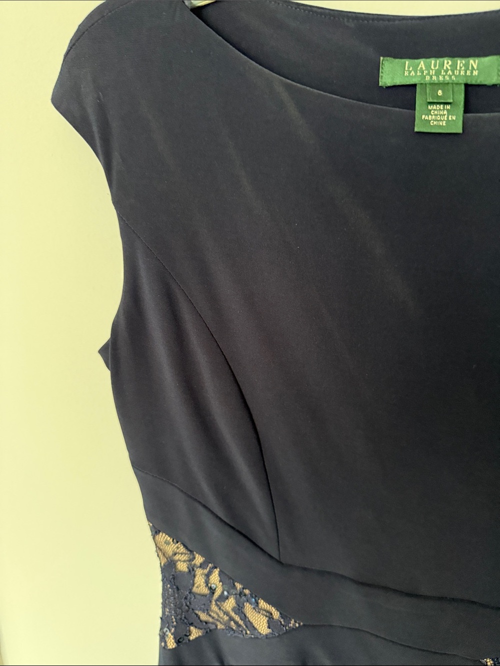 Lauren Ralph Lauren Navy Dress with Lace Insets - Picture 11 of 13